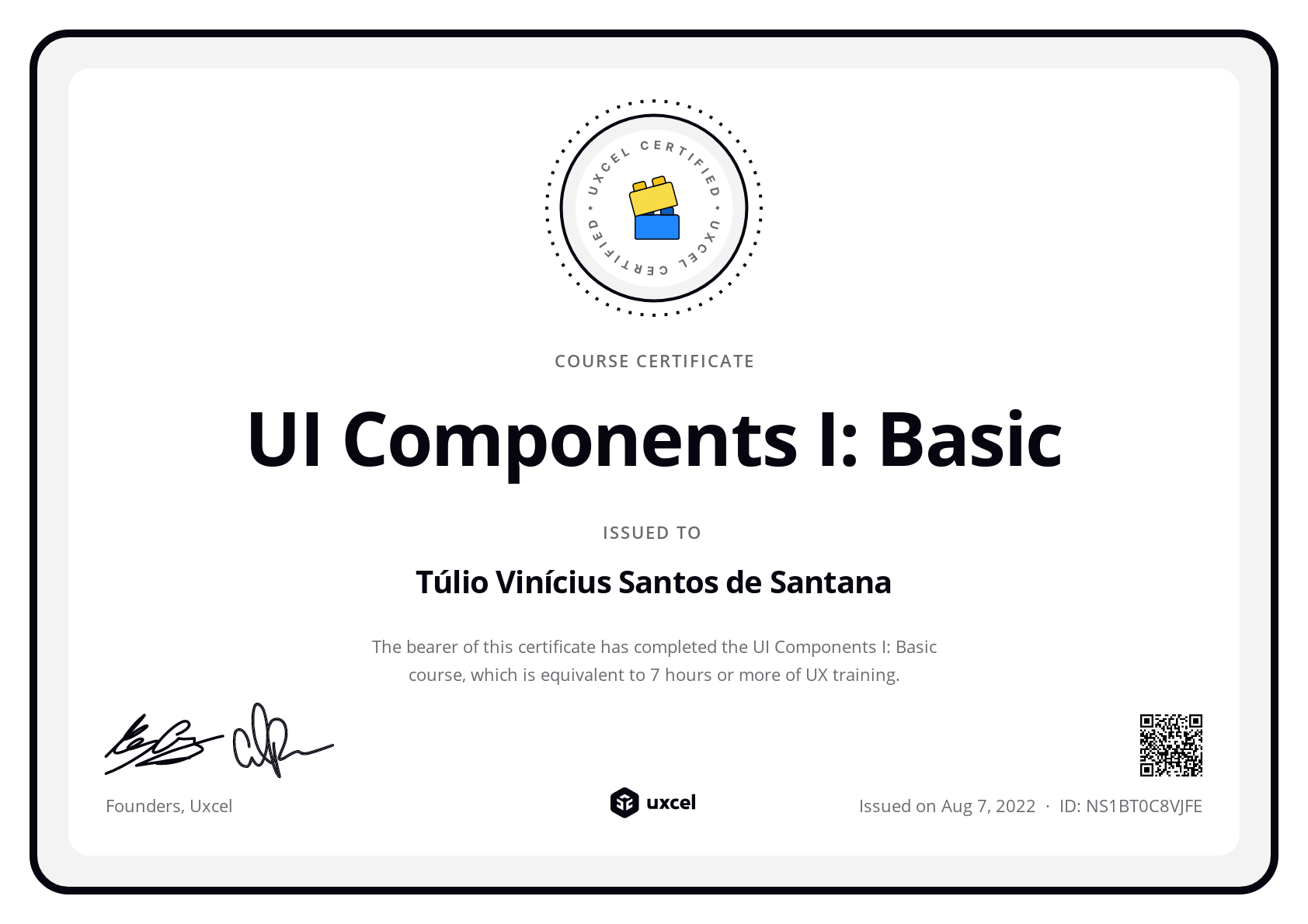 Túlio Santana's certificate